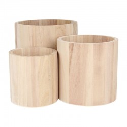 set de 3 vases ronds en bois