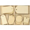 Assortiment de 36 étiquettes en bois