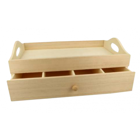 Plateau en bois avec tiroir