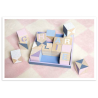 Plateau et 16 cubes en bois