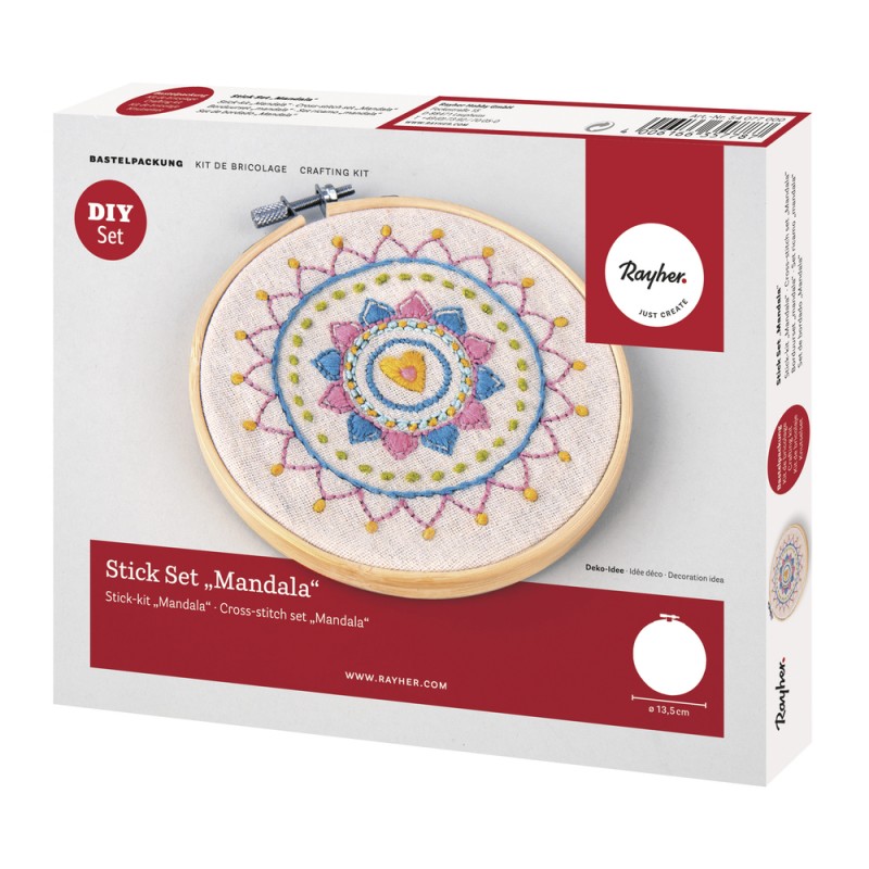 Kit Broderie Point De Croix Abillyn - Motif Mandala Bohémien, 46x46cm