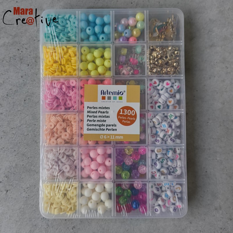 Assortiment de perles mixtes pastels