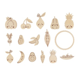 16 silhouettes fruits en bois