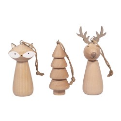 Figurines en bois Renard renne ou sapin