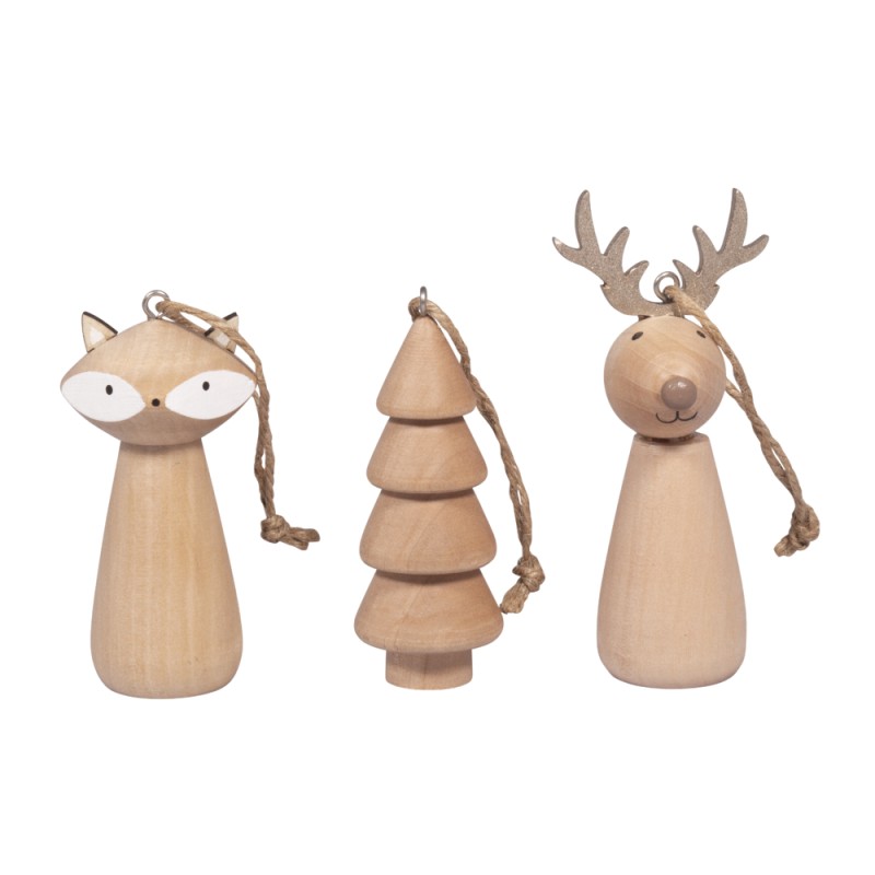 Figurines en bois Renard renne ou sapin