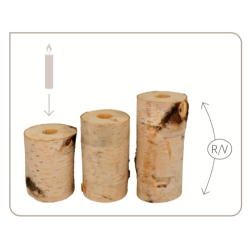 Trio de bougeoirs bouleau