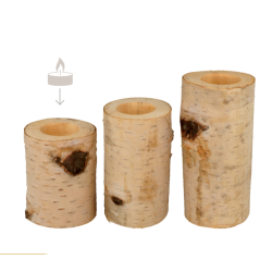 Trio de bougeoirs bouleau