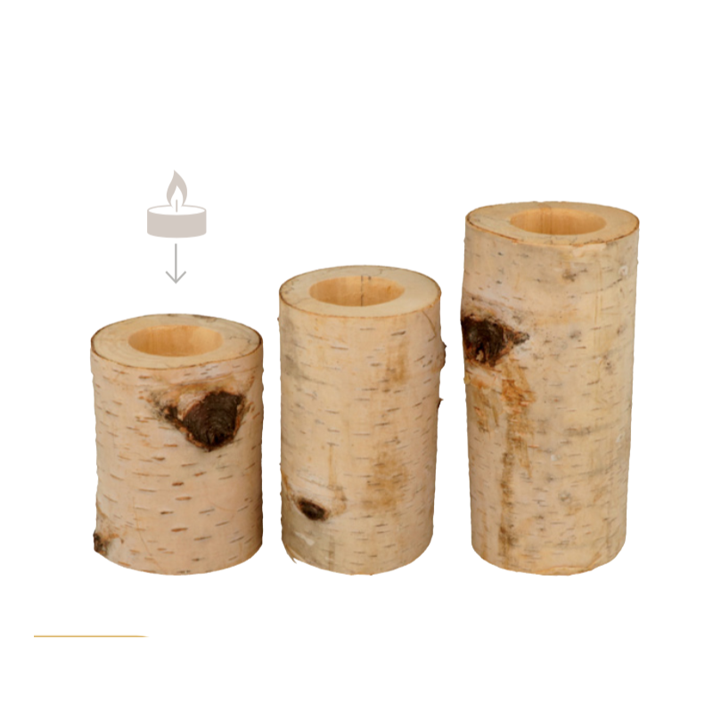 Trio de bougeoirs bouleau