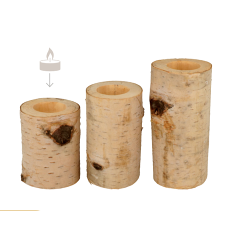 Trio de bougeoirs bouleau